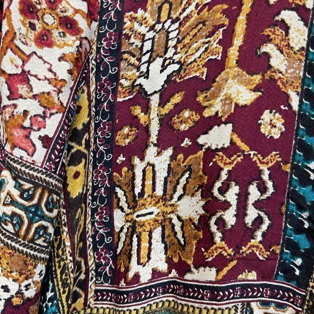 J. JILL Boho Tunic Small Multicolor Patchwork Boho Eclectic Button Front Top EUC - Picture 16 of 16